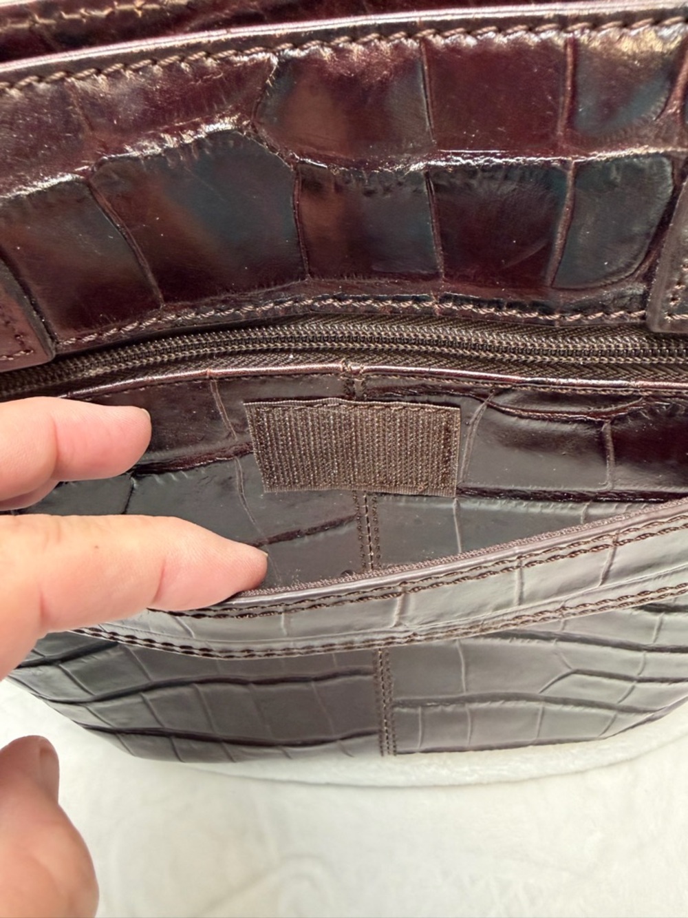 Rowallan of Scotland Croc Embossed Leather Shoulder Tote Bag Timeless Classic - Picture 8 of 16